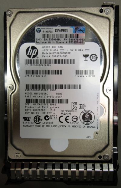 HP DRV HD 600GB 6G SAS 10K 2