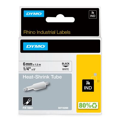DYMO RHINO Heat shrink tubes 6mm x 1,5m White