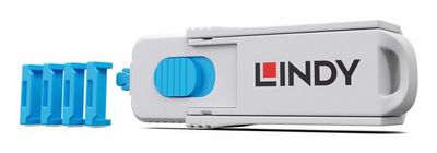 Lindy 40320 HDMI Port Blocker Key -  Pack of 4 Blockers, Blue