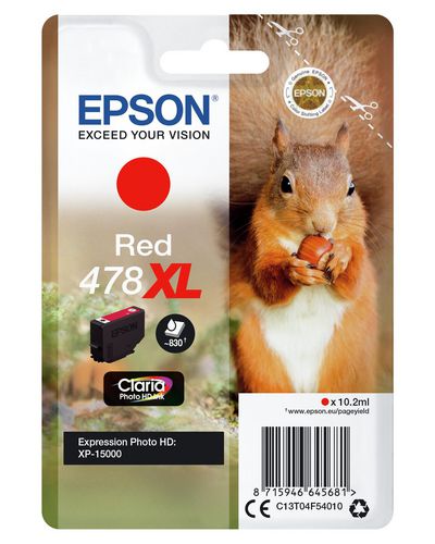 EPSON Singlepack Red 478XL Squirrel Clara Photo HD Ink