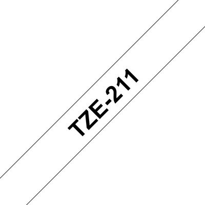 Brother Tape Black on White 6mm TZe211, Black on white, TZe,  Grey, Thermal Transfer, Brother, GL-100, PT-1000, PT-1000BM, PT-1010, PT-1010B,