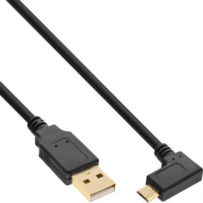 MicroConnect USB A to USB Micro B, Version  2.0, Black, 1.8m USB A -  Micro USB B 5P Angled Hi-Speed data transfers of up to 480 Mbps