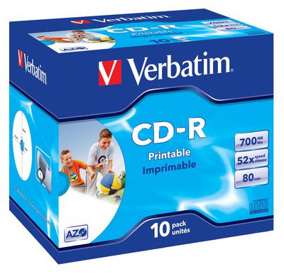 Verbatim AZO 52X Wide Printable 700MB ID Branded,10 Pack