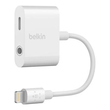 Belkin 3.5 MM AUDIO+CHARGE 4in Wht RockStar, White, 3.5mm,  Lightning, Male, Female