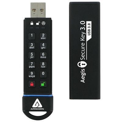 Apricorn Aegis Secure Key USB3 60GB **New Retail** USB 3.0 Flash Drive 256Bit XTS Hardware Encryption
