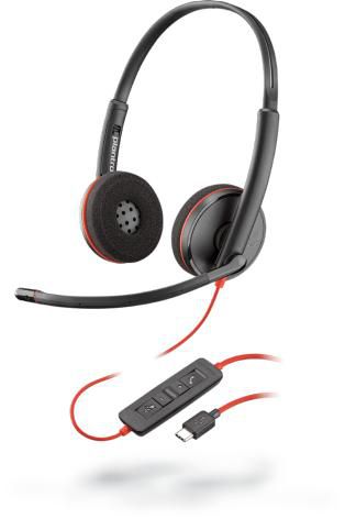 Poly Blackwire C3220 USB C Headset re C3220, Headset, Head-band,  Calls & Music, Black,Red, Binaural, In-line control unit